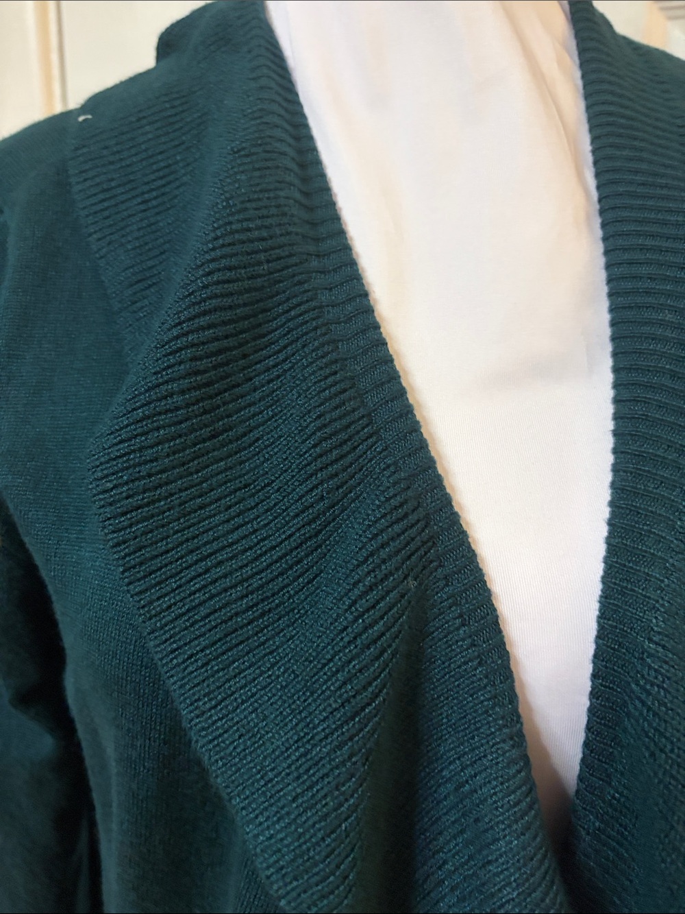 Style & Co. Teal Ruffle-Front Open Cardigan - Picture 9 of 10